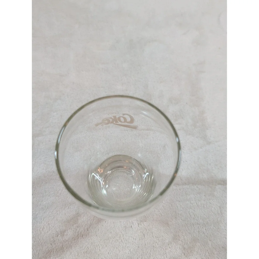 Vintage Coca-Cola Glass White Script Enjoy Coke Logo Flared Soda Fountain 6 Inch